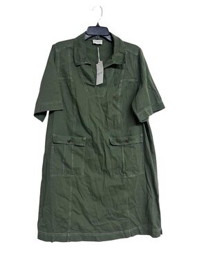 NWT Wrap London Olive Green Utility Shirt Midi Dress US 12 Khaki